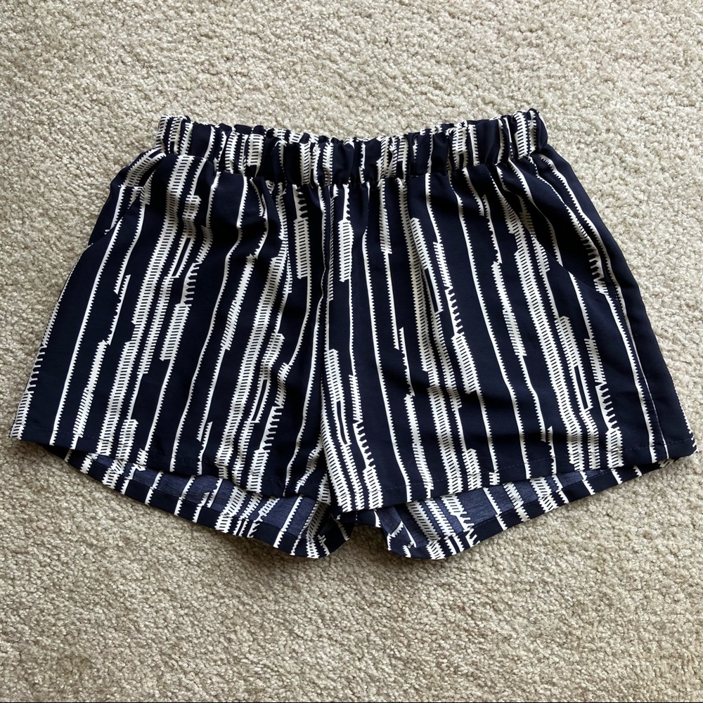 Navy and white printed shorts